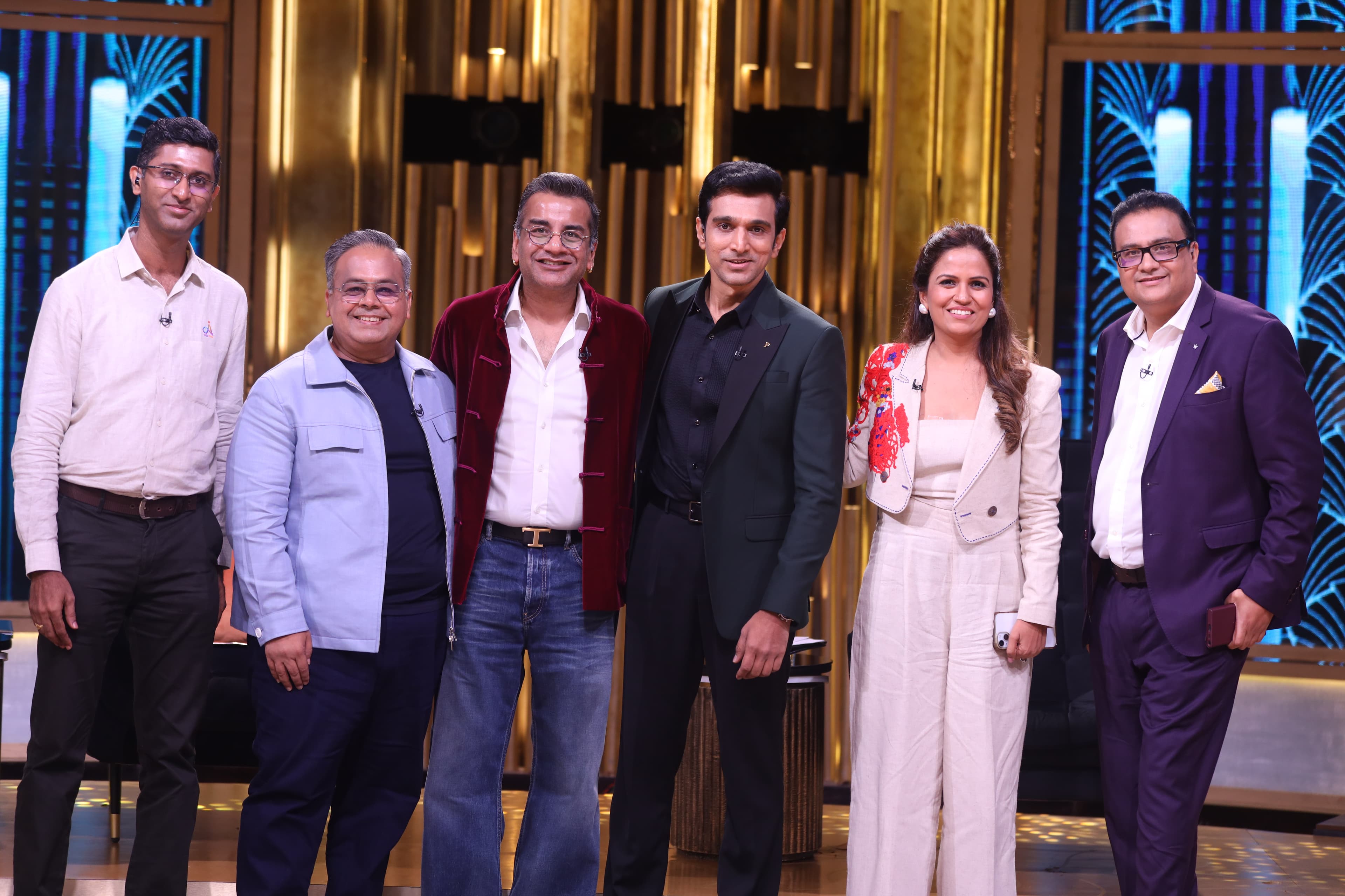 Founders and hosts posing together on the Ideabaaz set